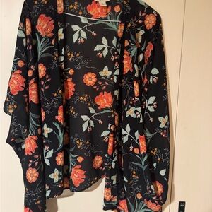 Style & Co. Black Floral Kimono